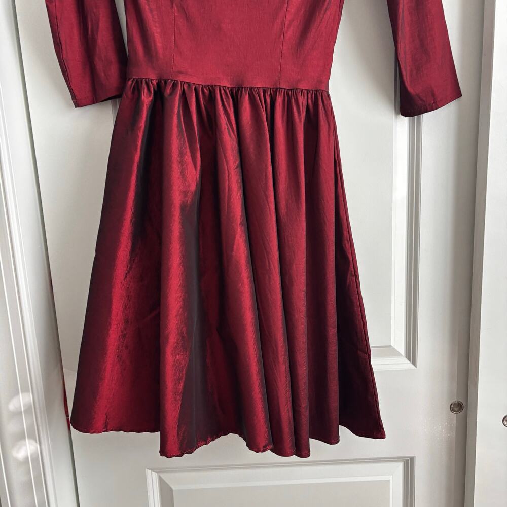 Pinup Couture Burgundy Portrait Collar Swing Dress NWT S Retro Rockabilly Wine - Picture 7 of 16